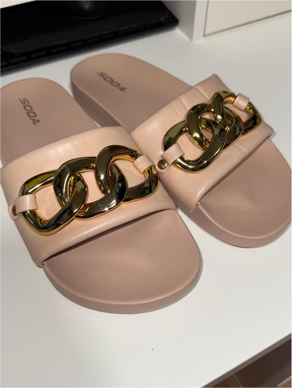 Soda talent women casual comfort fashion chain upper slide flat footbed